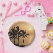 Palmbomen en Romantische zonnebank Papieren Bordje (Feest)