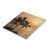 Palmbomen en Romantische zonnebank Tegeltje (Zijkant)