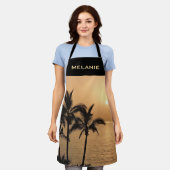 Palmbomen en romantische zonsondergang gepersonali schort (Gedragen)