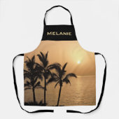 Palmbomen en romantische zonsondergang gepersonali schort (Voorkant)