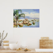 Palmbomen en rotsblokken, Baai van Rio, Poster (Keuken)