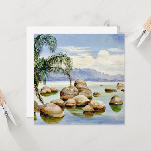 Palmbomen en rotsen in de Baai van Rio, Brazilië Kaart (Voorkant / Achterkant in situ)