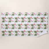 Palmbomen en roze flamingos strandlaken (Voorkant)