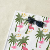 Palmbomen en roze flamingos strandlaken (In situ)