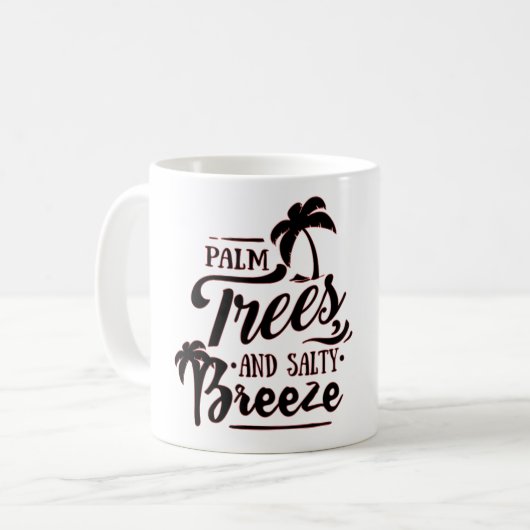 PALMBOMEN EN SALTY BREEZE - BEACH LOVER KOFFIEMOK (Voorkant links)