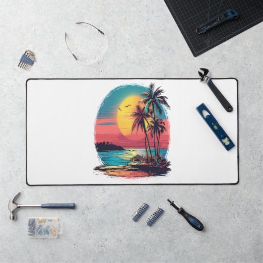 Palmbomen en strand bureaumat (Werkstation)