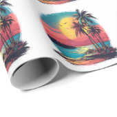 Palmbomen en strand cadeaupapier (Rol Hoek)