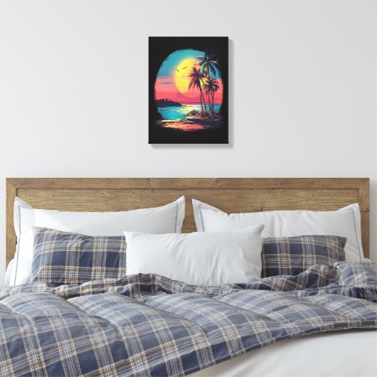 Palmbomen en strand canvas afdruk (Insitu (Slaapkamer))