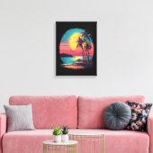 Palmbomen en strand canvas afdruk (Insitu (Woonkamer))