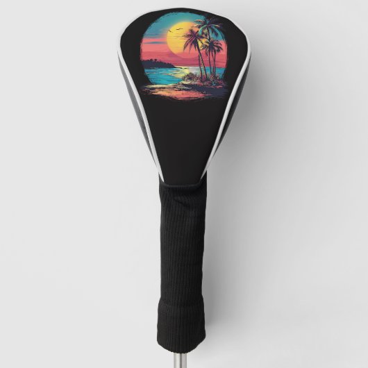 Palmbomen en strand golfheadcover (Voorkant)