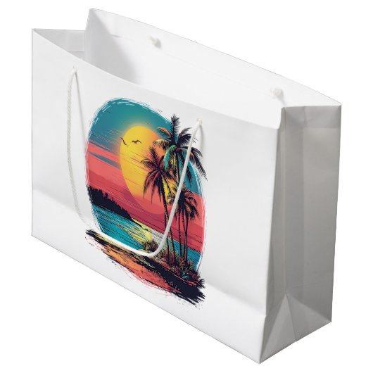 Palmbomen en strand groot cadeauzakje (Voorkant Gekanteld)