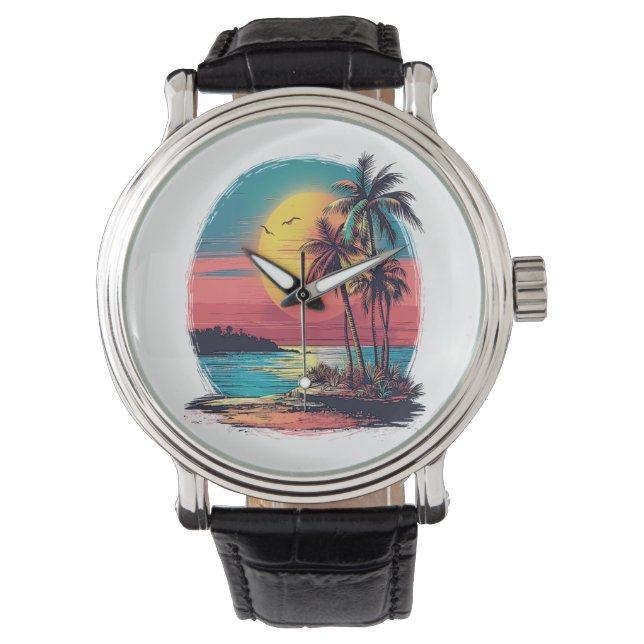 Palmbomen en strand horloge (Voorkant)