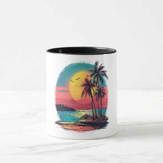 Palmbomen en strand mok (Midden)