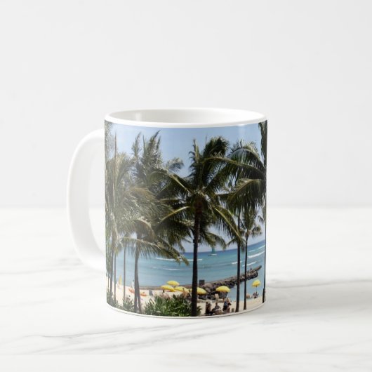 Palmbomen en strand op een Mok (Voorkant links)