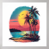 Palmbomen en strand poster (Voorkant)