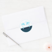 Palmbomen en strand ronde sticker (Envelop)
