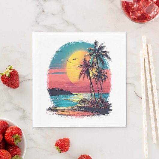 Palmbomen en strand servet (Insitu)