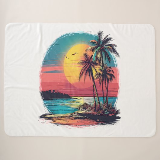 Palmbomen en strand sherpa deken (Voorkant (horizontaal))