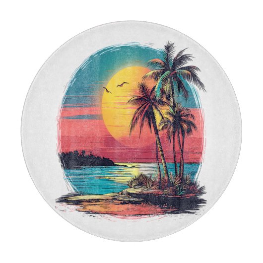 Palmbomen en strand snijplank (Voorkant)