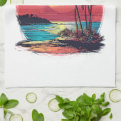 Palmbomen en strand theedoek (Gevouwen)