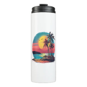 Palmbomen en strand thermosbeker