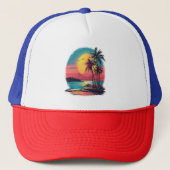 Palmbomen en strand trucker pet (Voorkant)