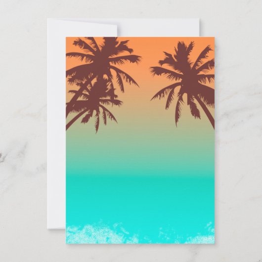 Palmbomen en strandstrandstranden nodigt strand ui kaart (Achterkant)