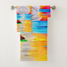 Palmbomen en Sunset Glow Painting Bad Handdoek