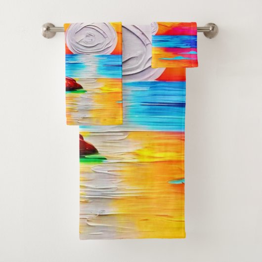 Palmbomen en Sunset Glow Painting Bad Handdoek (Insitu)