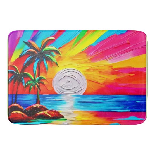 Palmbomen en Sunset Glow Painting Badmat (Voorkant)