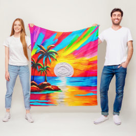 Palmbomen en Sunset Glow Painting Fleece Deken