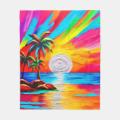 Palmbomen en Sunset Glow Painting Fleece Deken (Voorkant)