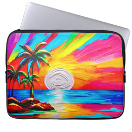 Palmbomen en Sunset Glow Painting Laptop Sleeve