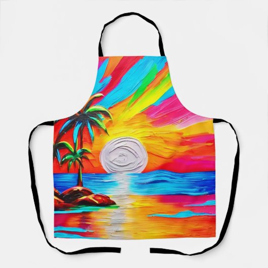 Palmbomen en Sunset Glow Painting Schort (Voorkant)