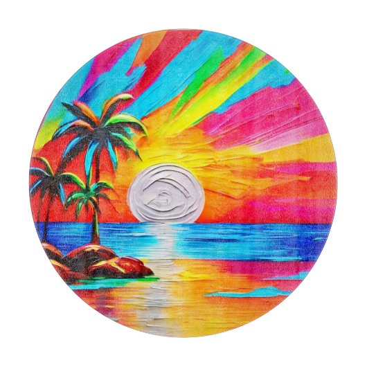 Palmbomen en Sunset Glow Painting Snijplank (Voorkant)