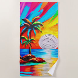 Palmbomen en Sunset Glow Painting Strandlaken