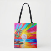 Palmbomen en Sunset Glow Painting Tote Bag (Voorkant)