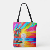 Palmbomen en Sunset Glow Painting Tote Bag (Achterkant)