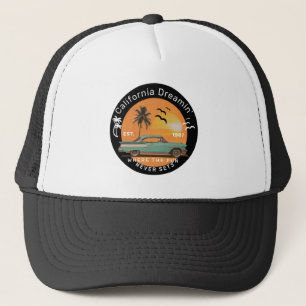 Palmbomen en Sunset Retro Trucker Pet