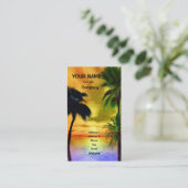 Palmbomen en tropische zonnebanken visitekaartje (Staand voorkant)