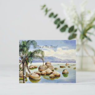Palmbomen en -vijvers in de baai van Rio, Brazilië Briefkaart