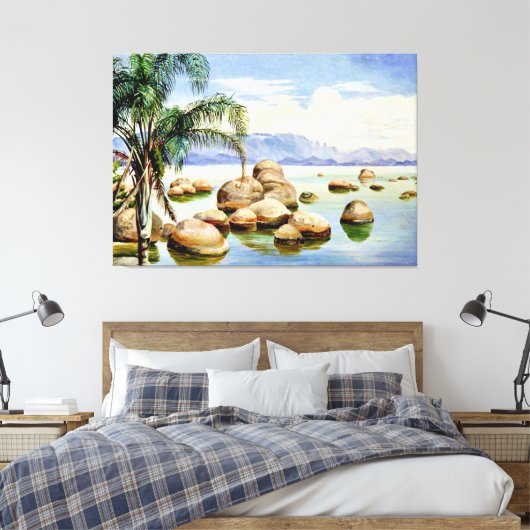 Palmbomen en -vijvers in de baai van Rio, Brazilië Canvas Afdruk (Insitu (Slaapkamer))