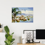 Palmbomen en -vijvers in de baai van Rio, Brazilië Poster (Thuiskantoor)