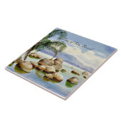 Palmbomen en -vijvers in de baai van Rio, Brazilië Tegeltje (Zijkant)