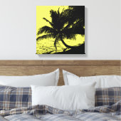 Palmbomen en water - Geel Canvas Afdruk (Insitu (Slaapkamer))