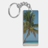 Palmbomen en wit zand strand 2 sleutelhanger (Voorkant Links)