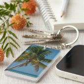 Palmbomen en wit zand strand 2 sleutelhanger (Voorkant Rechts)
