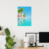 palmbomen en witte gebouwen poster (Thuiskantoor)