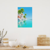 palmbomen en witte gebouwen poster (Keuken)