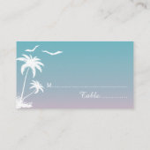 Palmbomen en zeegarnalen strandbruiloft plaatskaartje (Achterkant)